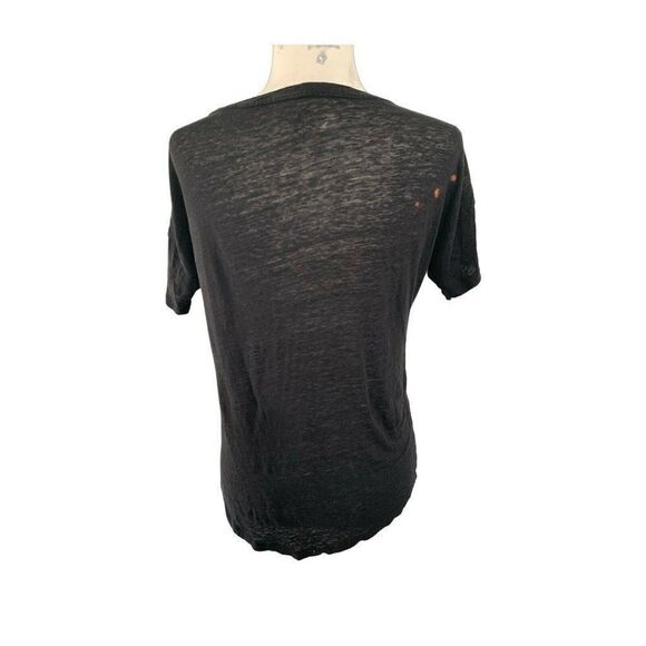 j crew womens solid black Round Neck short sleeve linen top t shirt xs - Picture 2 of 3